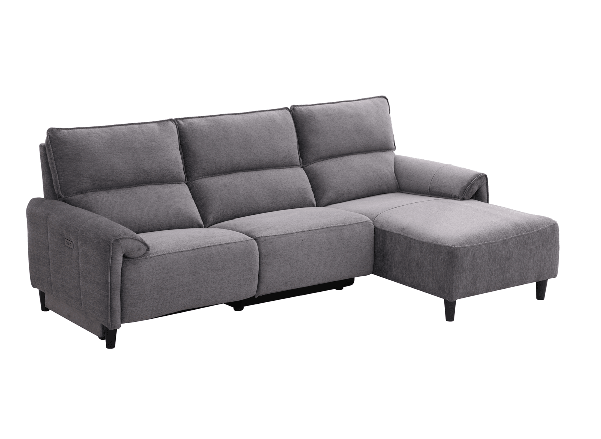 Canapé d’angle relax électrique en tissu gris foncé LUDMILA - Angle droit - DécoInParis