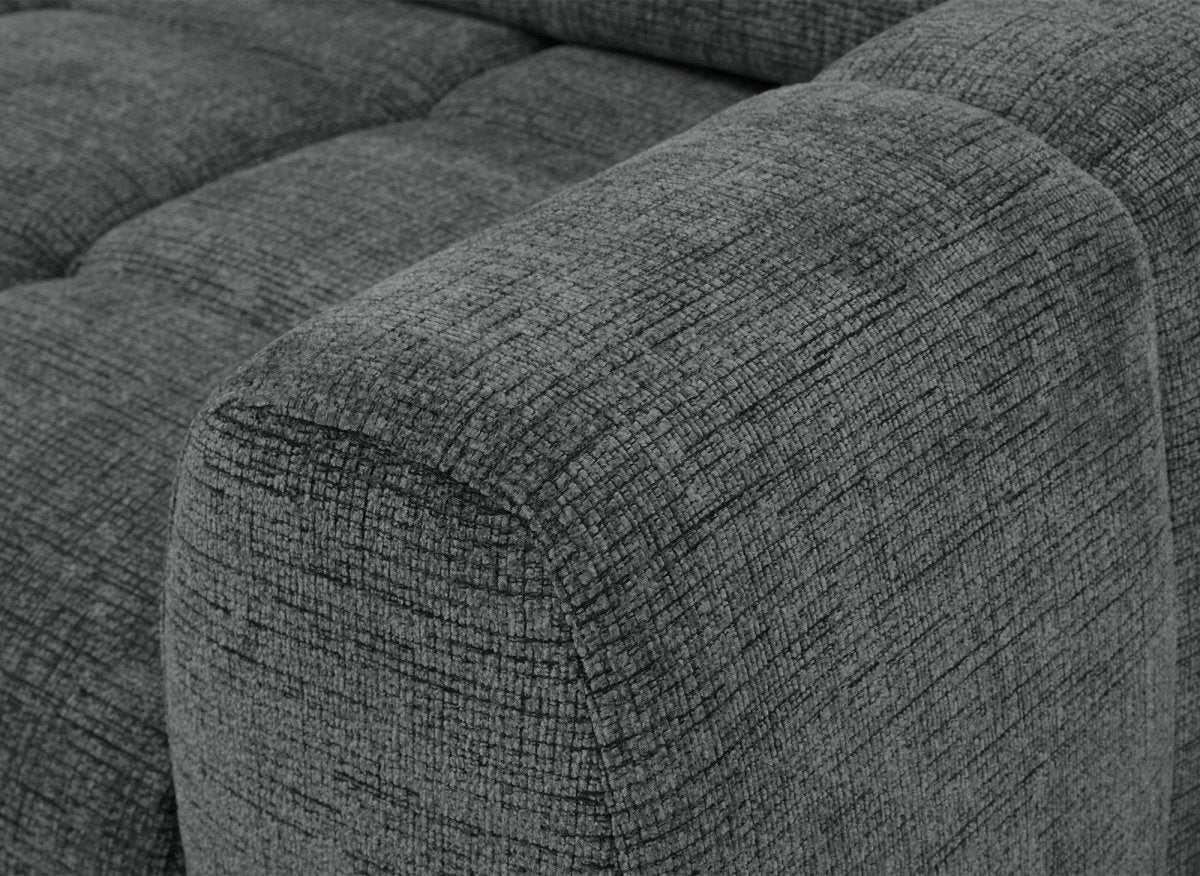 Canapé d'angle relax électrique en velours chiné gris DANIA - Angle gauche - DécoInParis