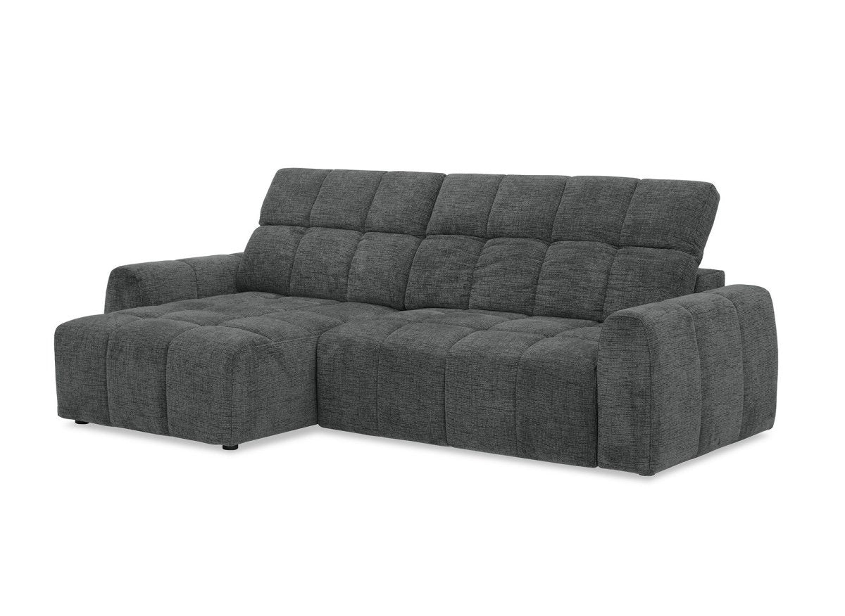Canapé d'angle relax électrique en velours chiné gris DANIA - Angle gauche - DécoInParis