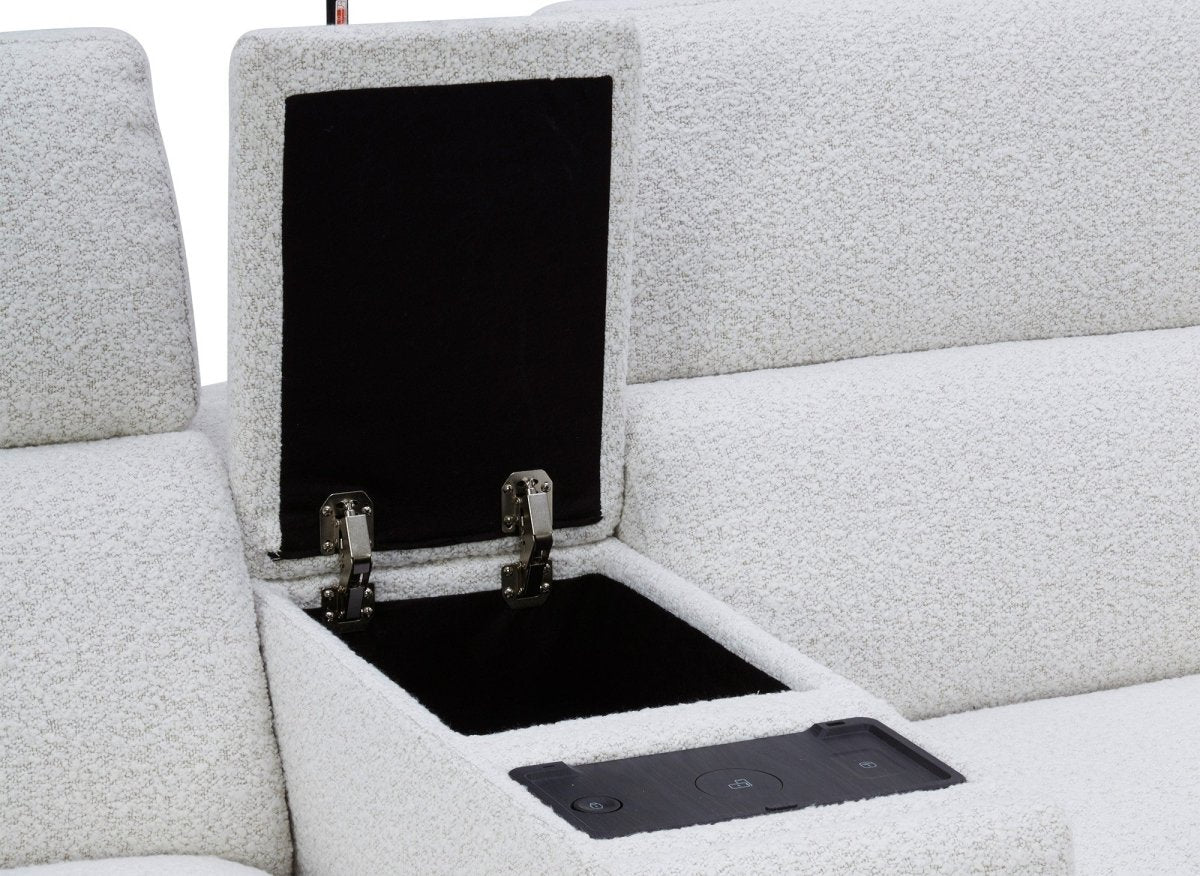 Canapé d'angle relax en tissu bouclette doux beige MARINA - Angle droit - DécoInParis