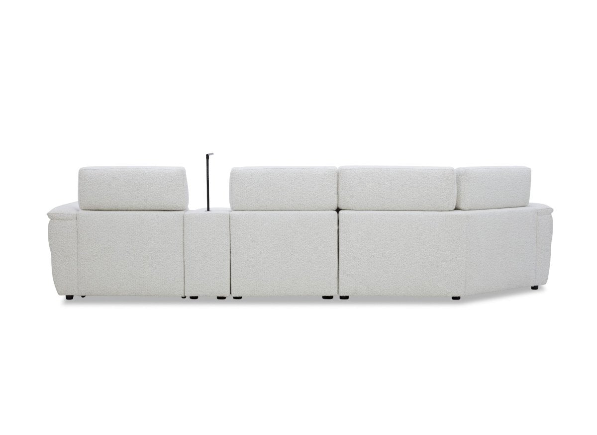 Canapé d'angle relax en tissu bouclette doux beige MARINA - Angle gauche - DécoInParis