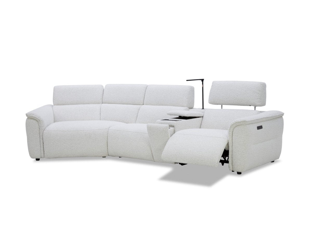 Canapé d'angle relax en tissu bouclette doux beige MARINA - Angle gauche - DécoInParis