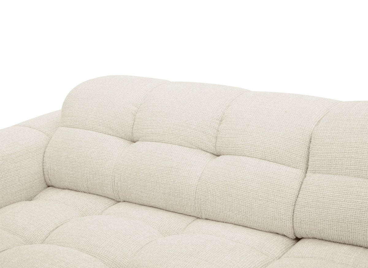 Canapé d'angle relax en velours texturé beige FEDORA - Angle gauche - DécoInParis