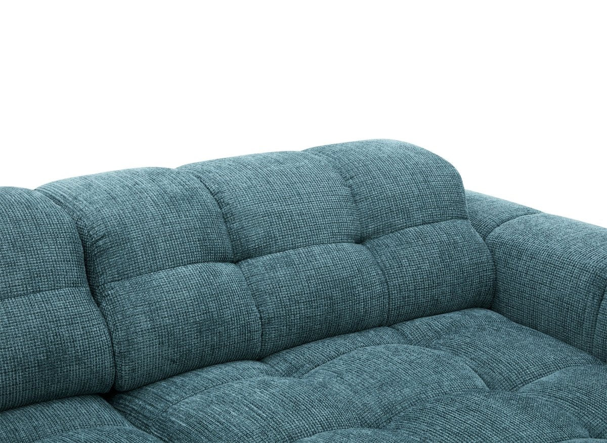 Canapé d'angle relax en velours texturé bleu FEDORA - Angle droit - DécoInParis