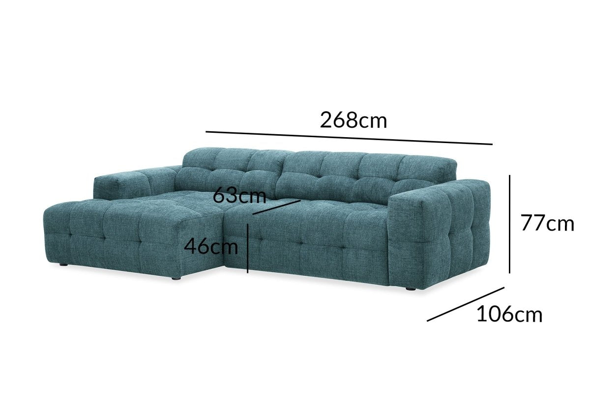 Canapé d'angle relax en velours texturé bleu FEDORA - Angle gauche - DécoInParis