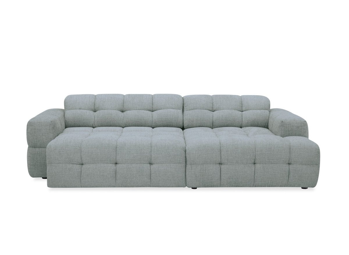 Canapé d'angle relax en velours texturé gris FEDORA - Angle droit - DécoInParis