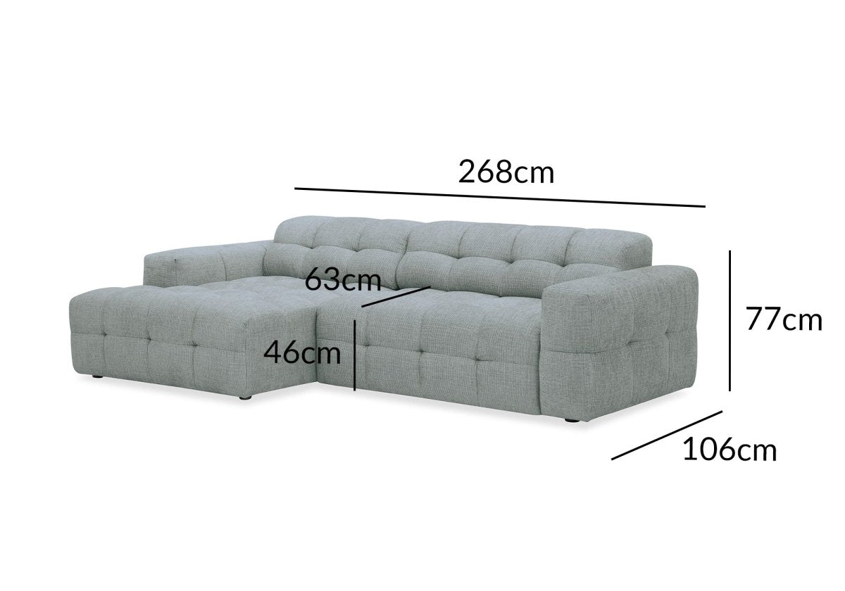 Canapé d'angle relax en velours texturé gris FEDORA - Angle gauche - DécoInParis