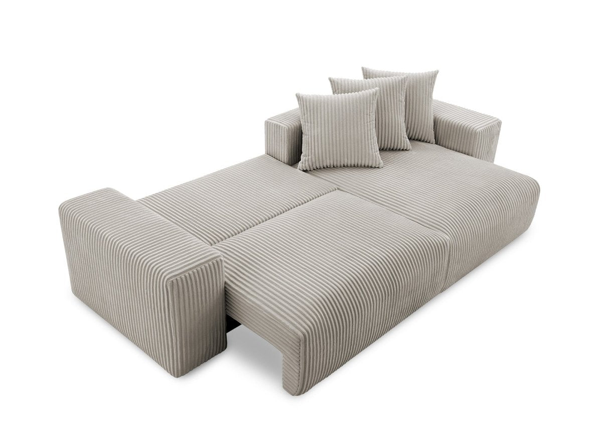 Canapé d'angle réversible convertible avec coffre en velours côtelé épais taupe NOELIA - DécoInParis