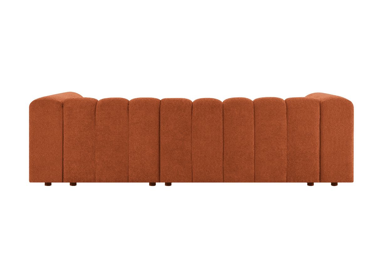 Canapé d'angle réversible en tissu bouclette terracotta AELIS - DécoInParis