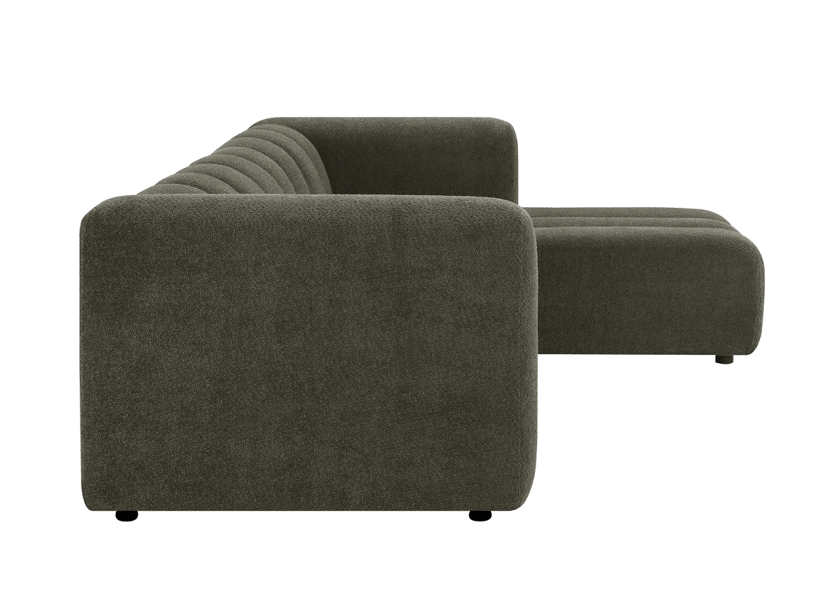 Canapé d'angle réversible en tissu bouclette vert AELIS - DécoInParis