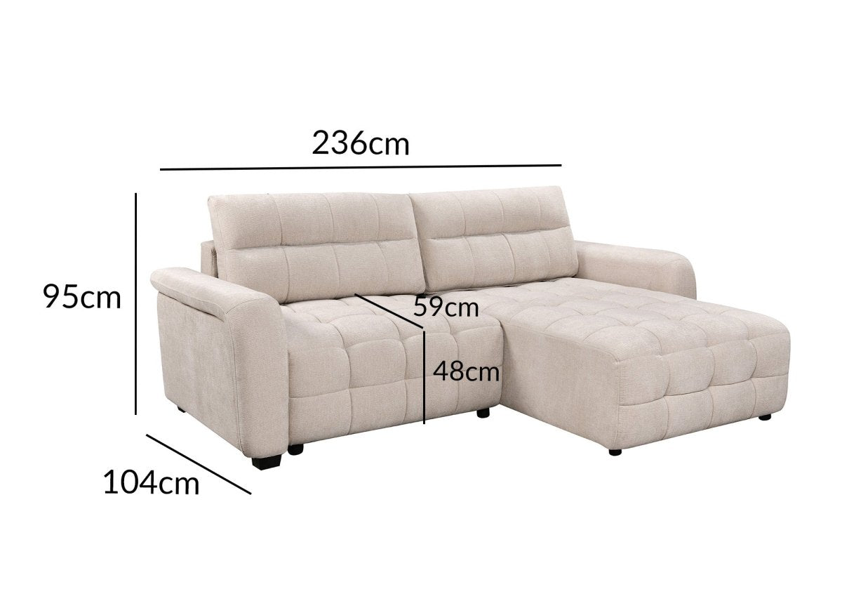 Canapé d'angle réversible et convertible avec coffres en velours tissé beige LAUREANE - DécoInParis