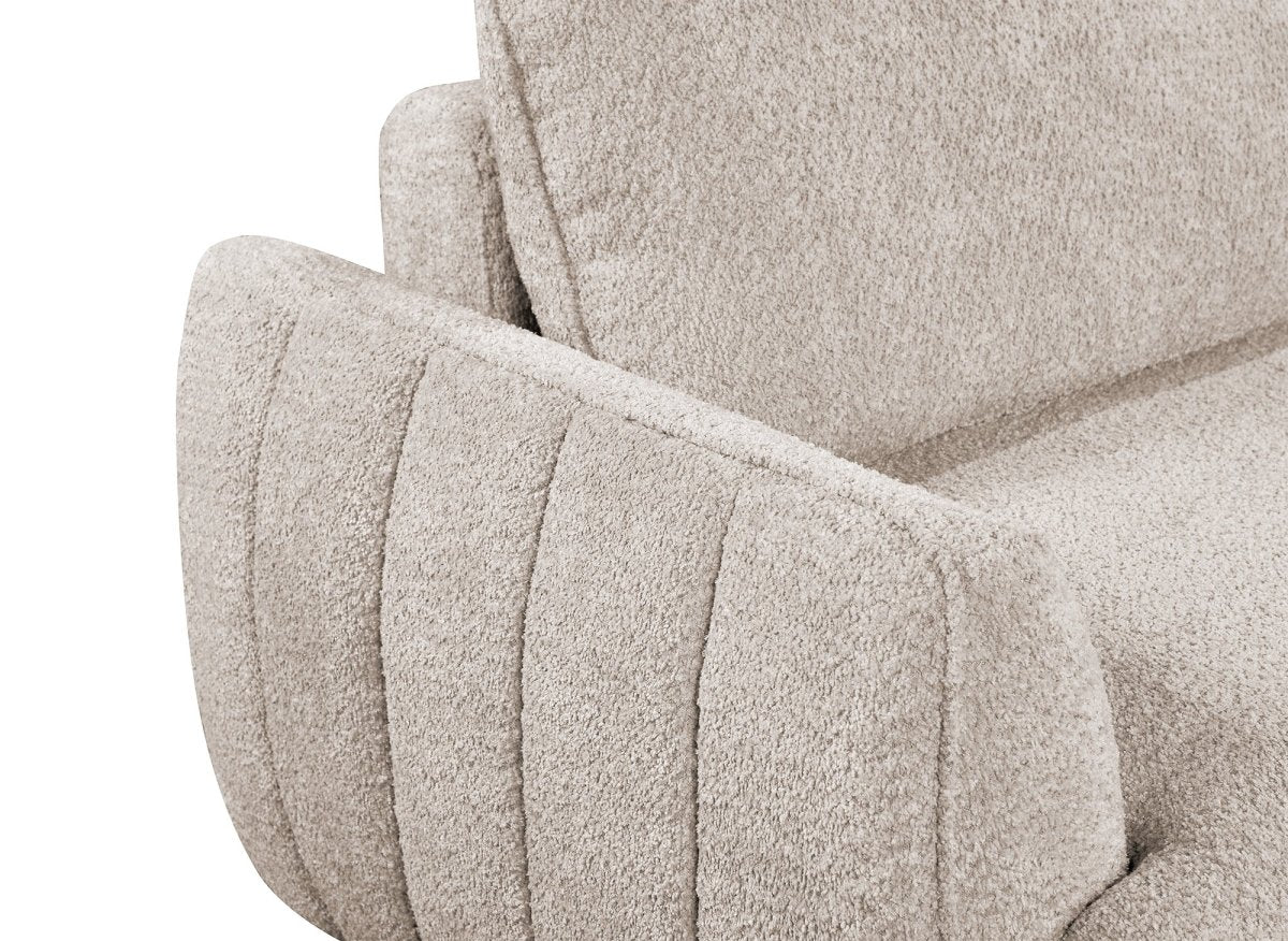 Canapé droit 3 places convertible avec coffre en tissu bouclette beige LAUDINE - DécoInParis