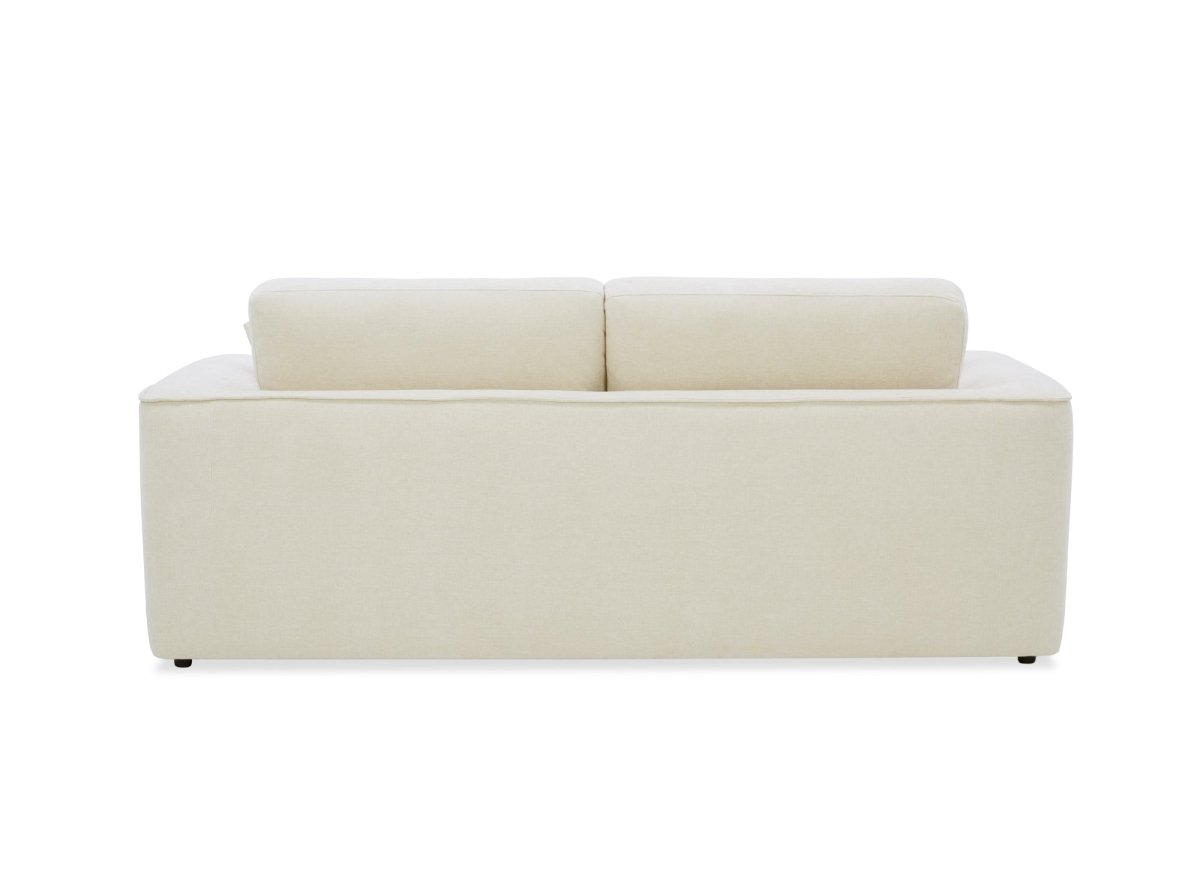 Canapé droit 3 places en velours chiné beige ABELIA - DécoInParis