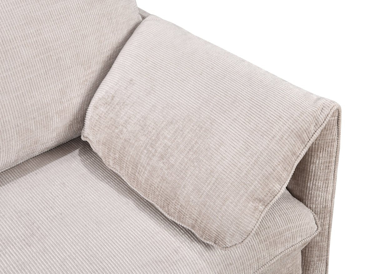 Canapé droit convertible 3 places en velours chiné beige LAMAR - DécoInParis