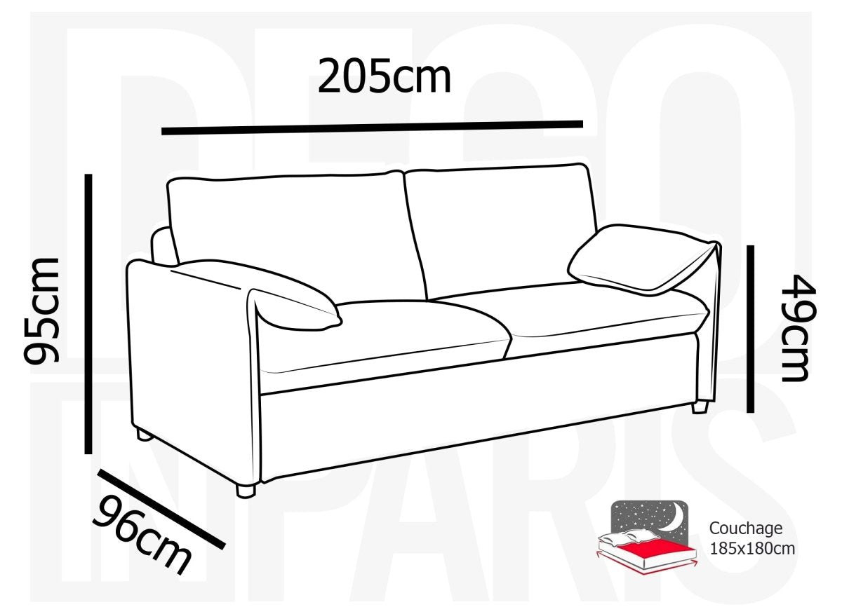 Canapé droit convertible 3 places en velours chiné jaune LAMAR - DécoInParis