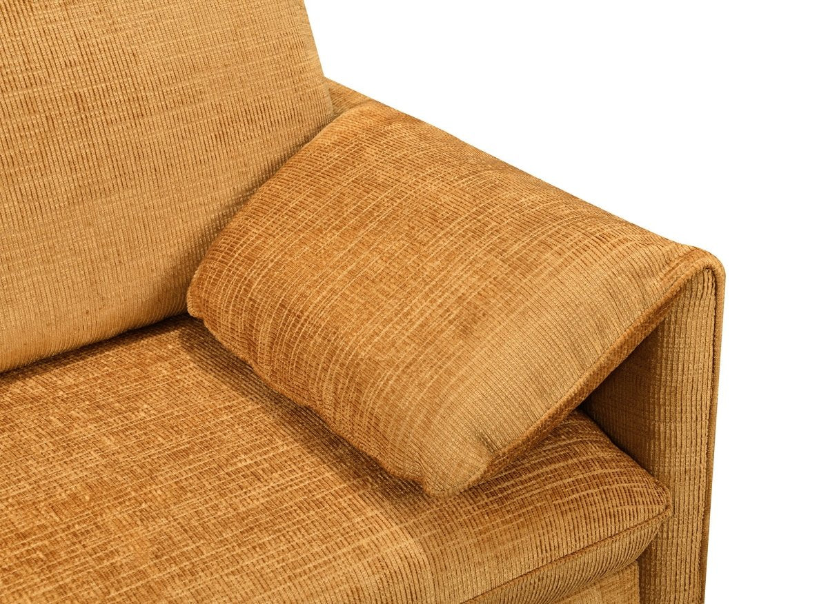 Canapé droit convertible 3 places en velours chiné jaune LAMAR - DécoInParis