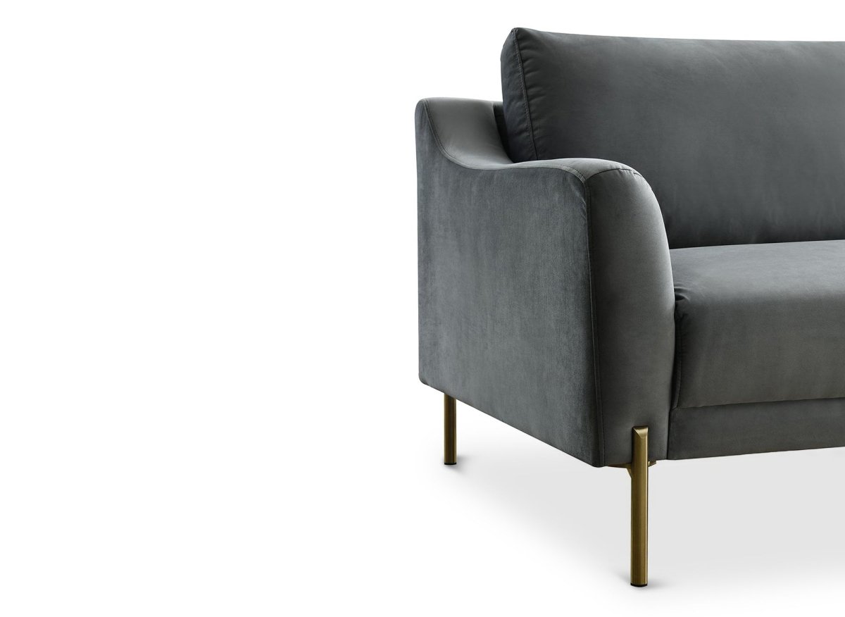 Canapé droit fixe 2 places en velours gris CELINE - DécoInParis