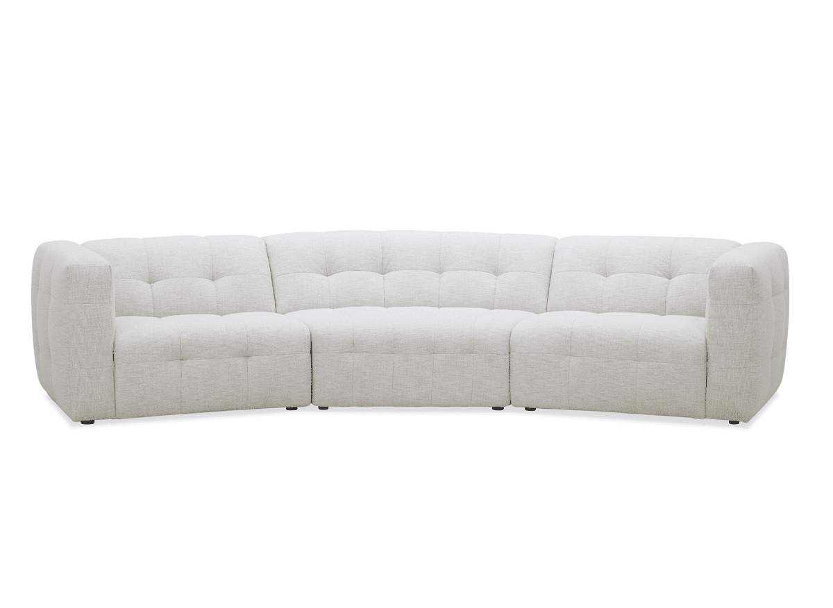 Canapé droit fixe 5 places en velours texturé beige ARELIA - DécoInParis