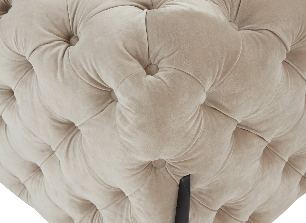 Deco In Paris – Canapé d'angle réversible en velours gris – Capitonnage élégant – Largeur 323 cm – Design moderne – Confort moelleux