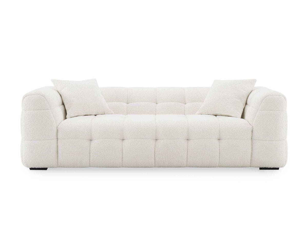 Canapé fixe 3 places effet peau de mouton blanc écru BELLA - DécoInParis