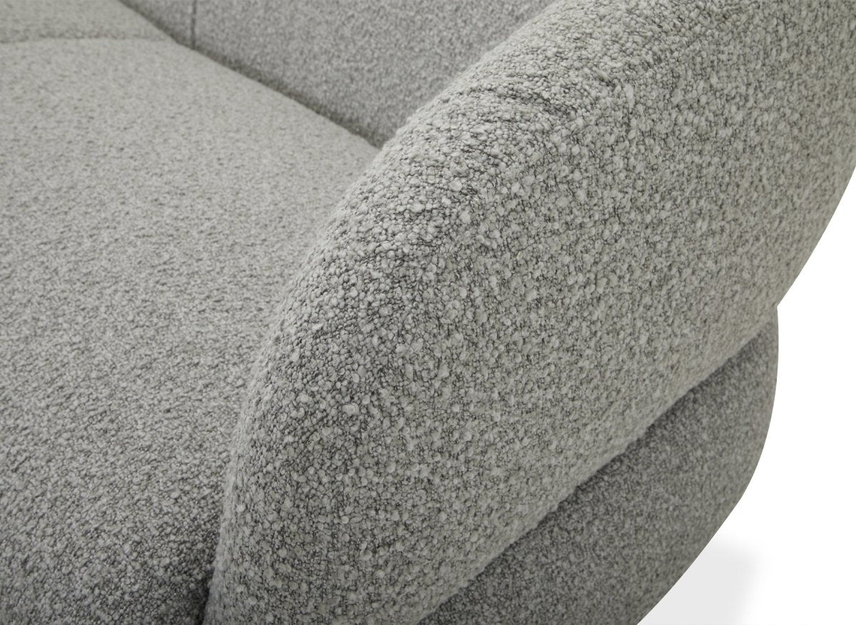 Canapé fixe 3 places en tissu effet peau de mouton gris clair LEXIE - DécoInParis