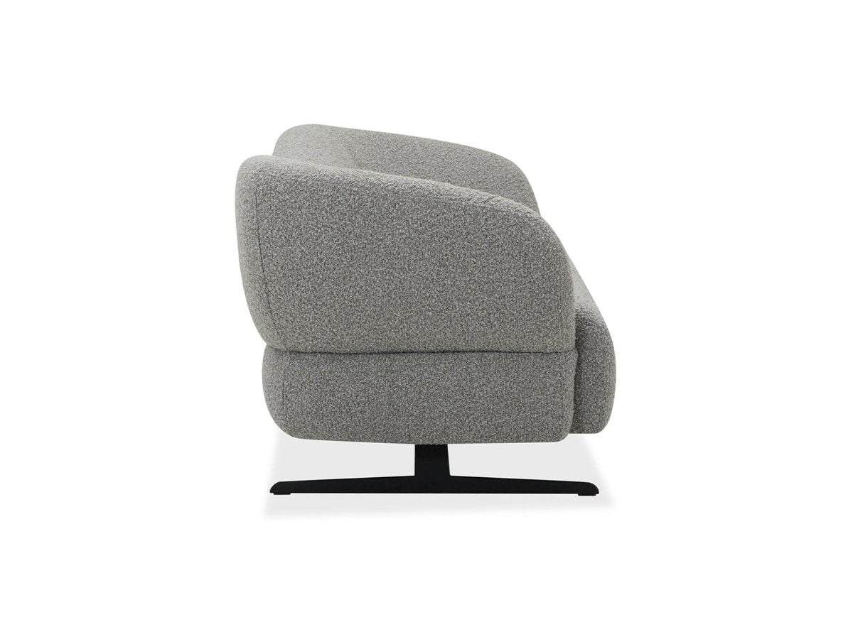 Canapé fixe 3 places en tissu effet peau de mouton gris clair LEXIE - DécoInParis