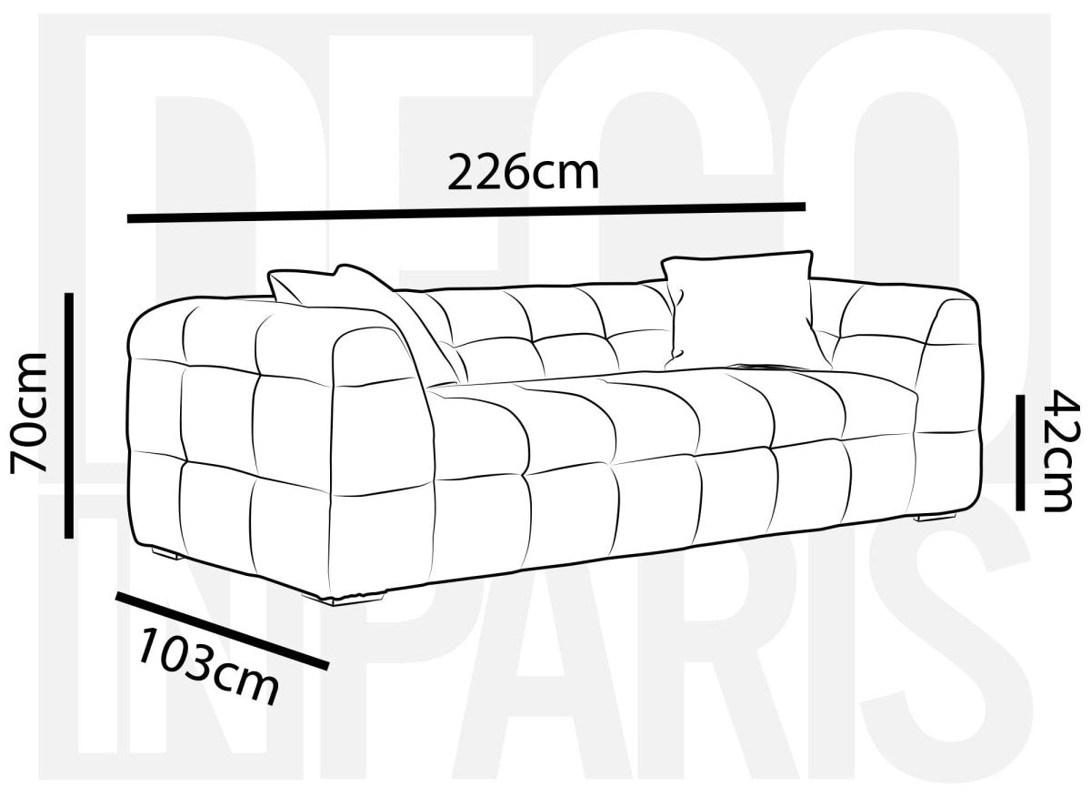 Canapé fixe 3 places en tissu gris BELLA - DécoInParis