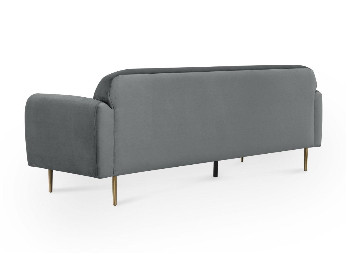 Canapé fixe 3 places en velours gris MARILYNE - DécoInParis