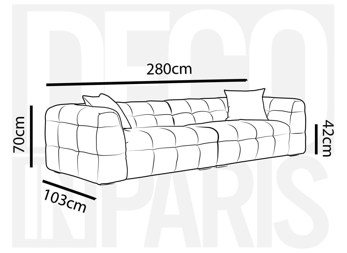 Canapé fixe 4 places en tissu beige BELLA - DécoInParis