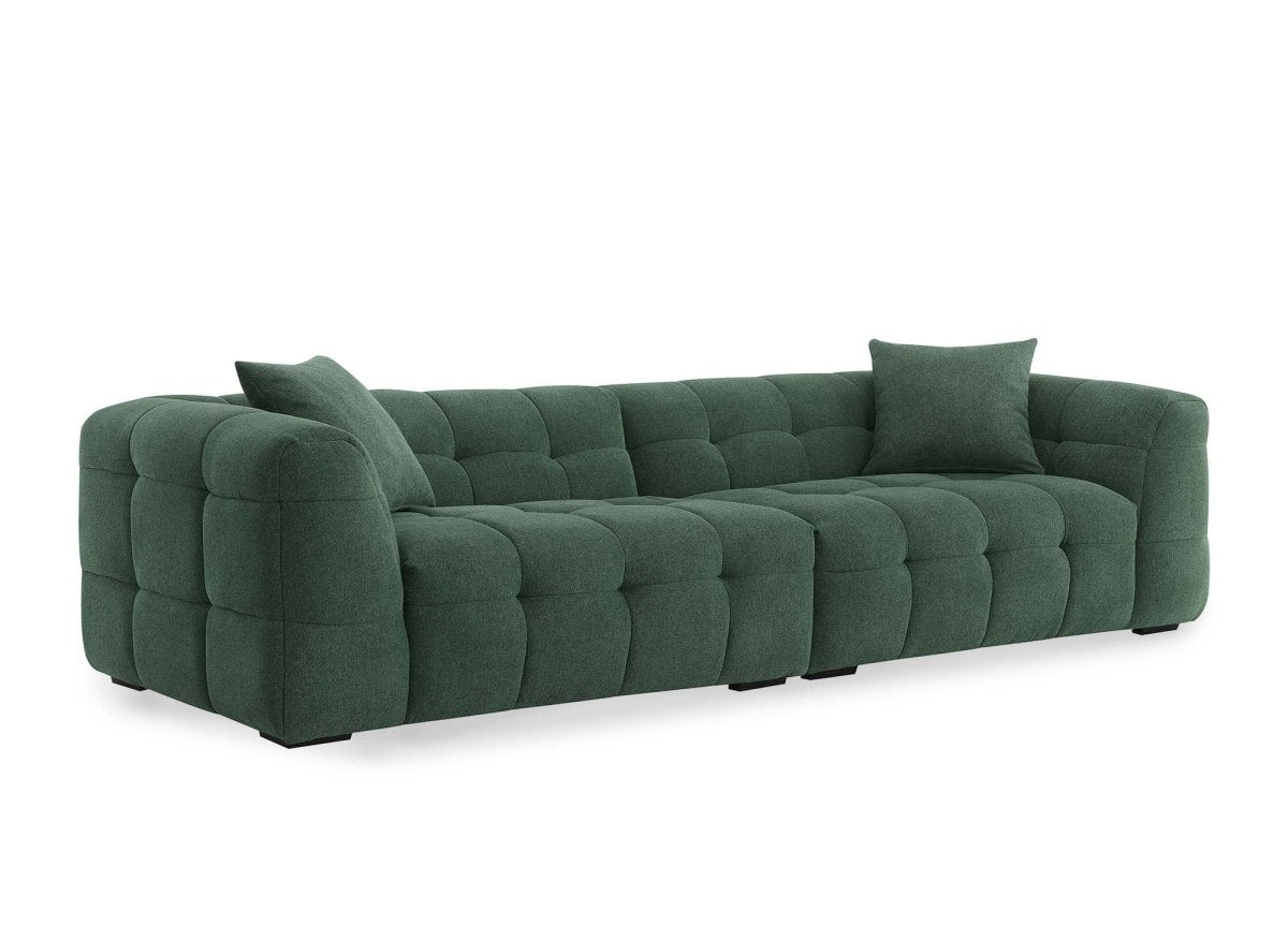 Canapé fixe 4 places en tissu vert BELLA - DécoInParis