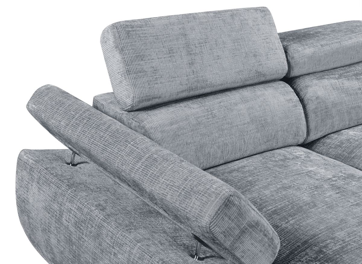 Canapé panoramique convertible avec coffre en velours chiné gris MARIANO - Angle gauche - DécoInParis