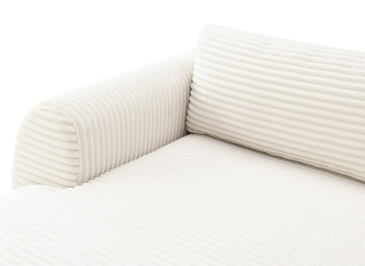 Canapé panoramique convertible avec coffre en velours gros côtelé beige TILDA - Angle droit - DécoInParis