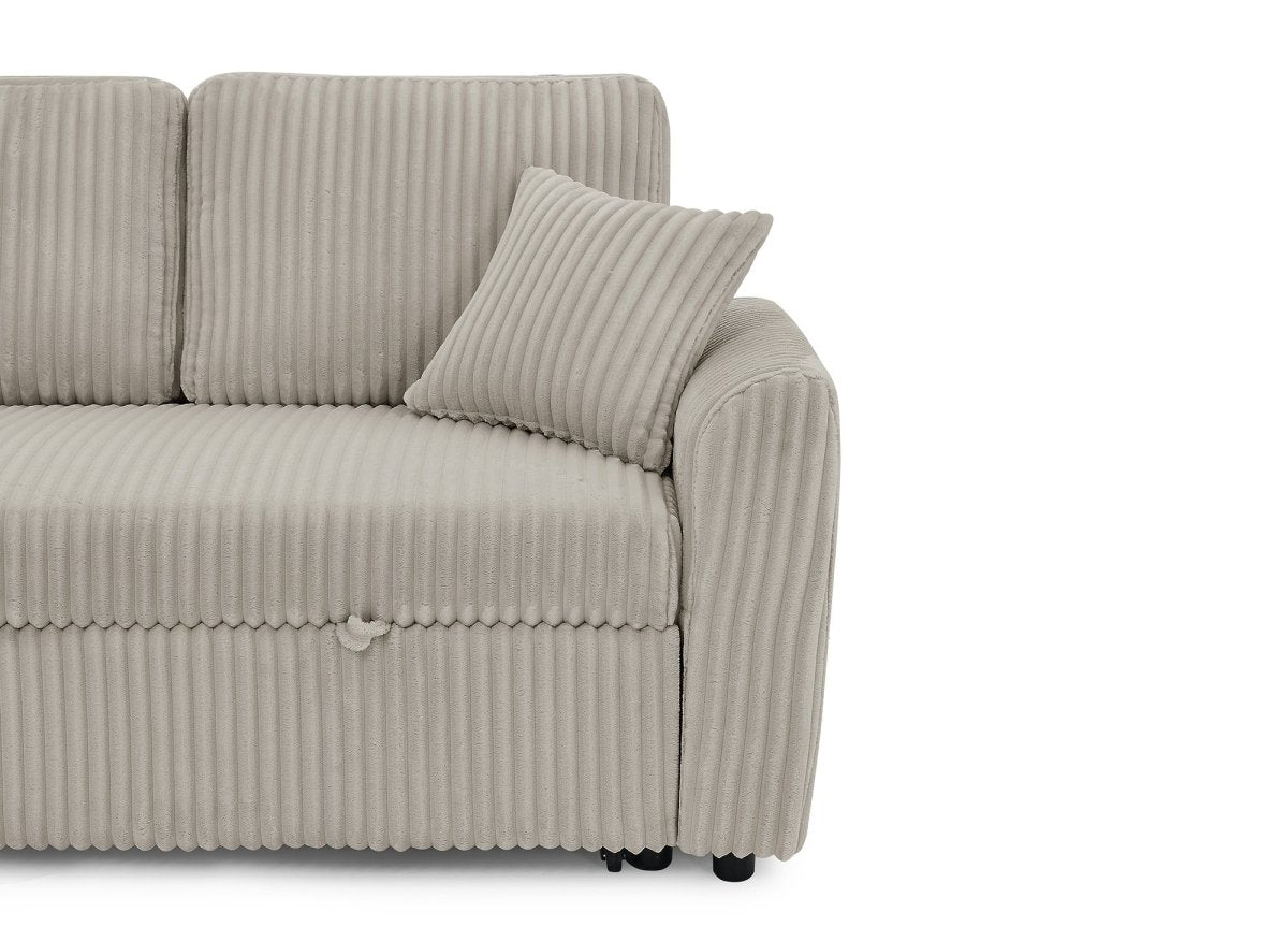 Canapé panoramique convertible avec coffres en velours côtelé épais taupe ADRYEN - DécoInParis