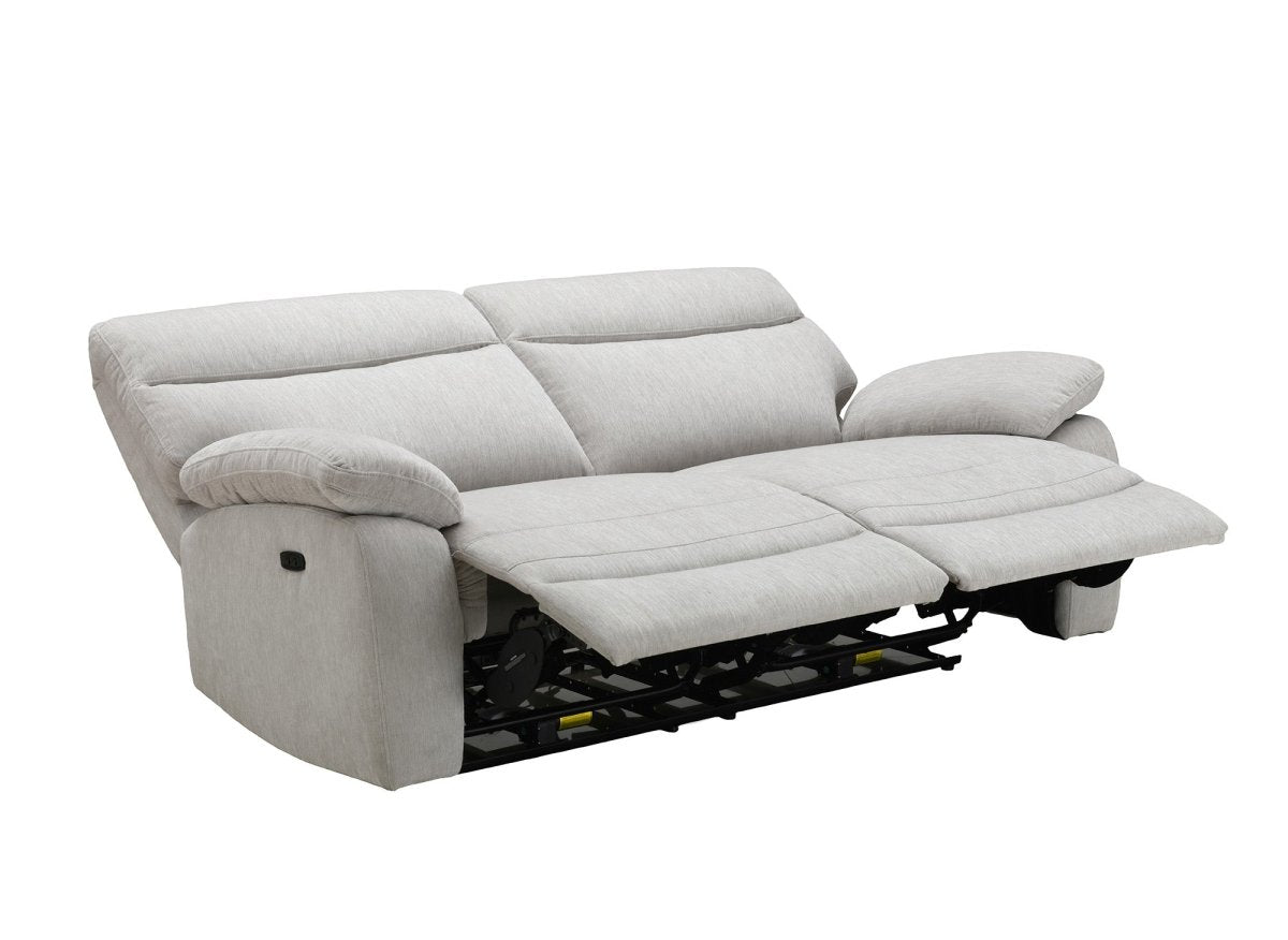 Canapé relax électrique 3 places en velours chiné beige KENDRA - DécoInParis