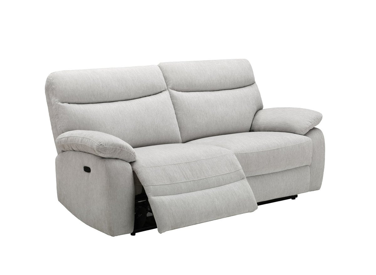 Canapé relax électrique 3 places en velours chiné beige KENDRA - DécoInParis