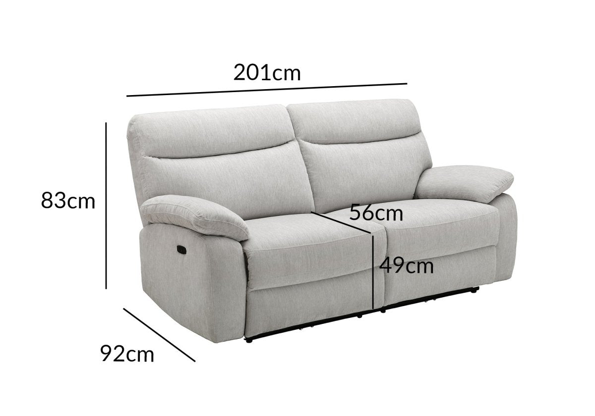 Canapé relax électrique 3 places en velours chiné beige KENDRA - DécoInParis