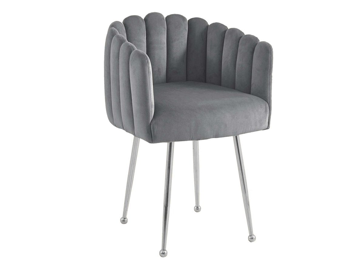 Chaise en velours gris pieds en métal argenté HAYDEN - DécoInParis