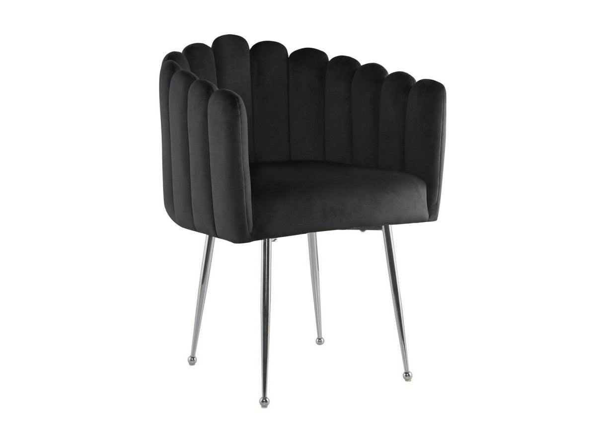 Chaise en velours noir pieds en métal argenté HAYDEN - DécoInParis