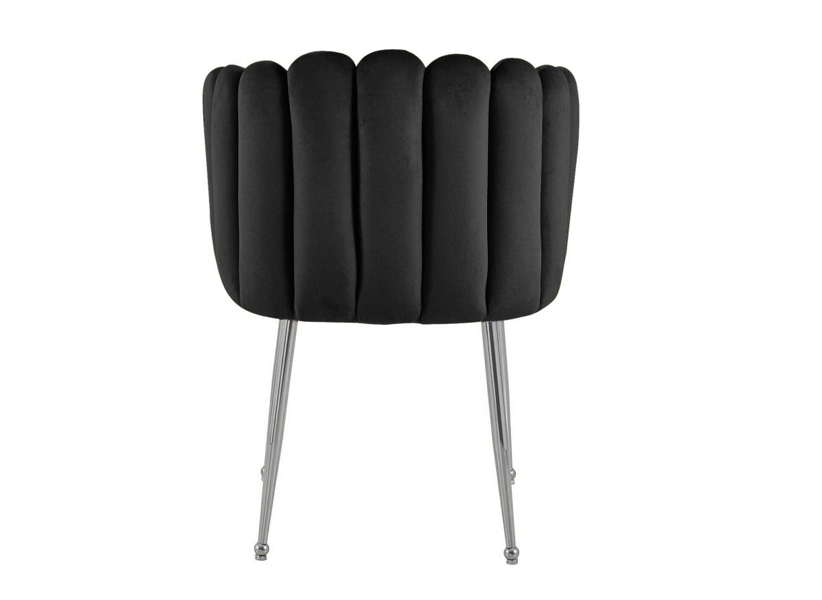 Chaise en velours noir pieds en métal argenté HAYDEN - DécoInParis