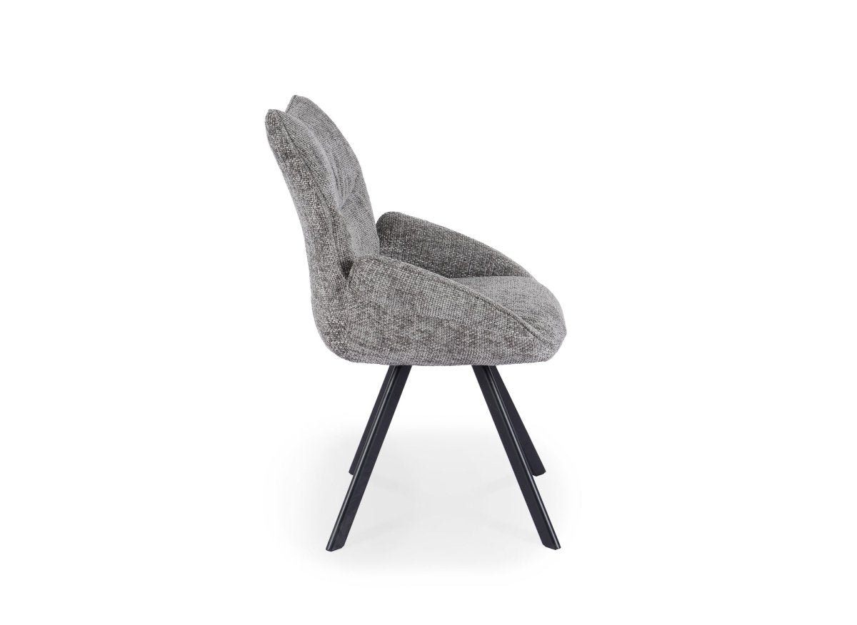 Chaise pivotante avec accoudoirs en tissu gris TALIA - DécoInParis