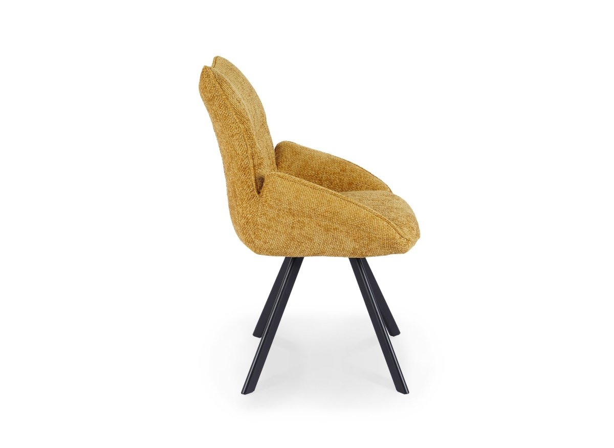 Chaise pivotante avec accoudoirs en tissu jaune TALIA - DécoInParis