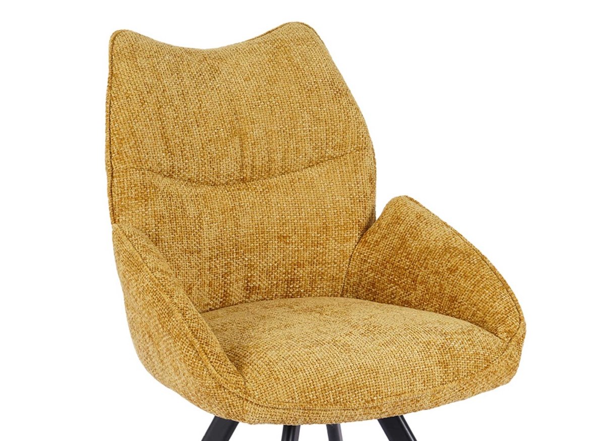 Chaise pivotante avec accoudoirs en tissu jaune TALIA - DécoInParis