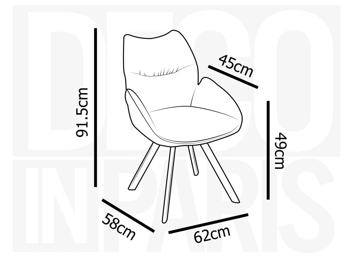 Chaise pivotante avec accoudoirs en tissu vert d'eau TALIA - DécoInParis