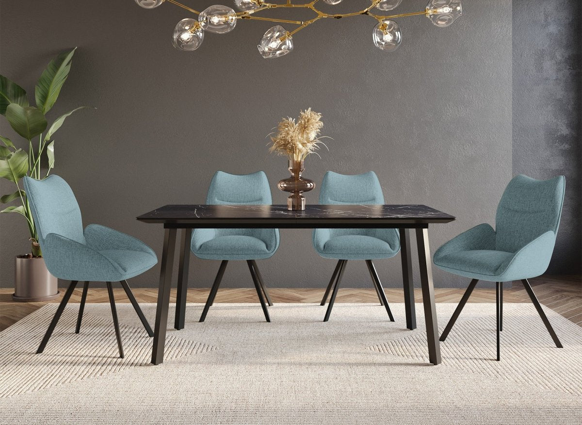 Chaise pivotante avec accoudoirs en tissu vert d'eau TALIA - DécoInParis