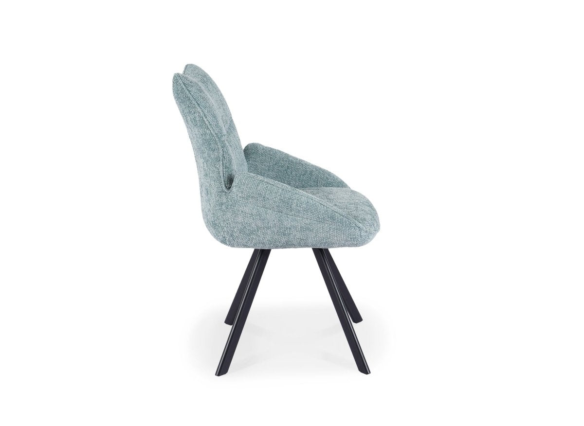 Chaise pivotante avec accoudoirs en tissu vert d'eau TALIA - DécoInParis