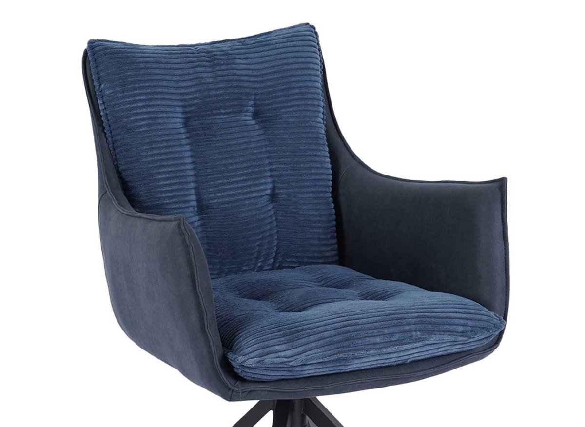 Chaise pivotante avec accoudoirs en velours bleu NOALIE - DécoInParis