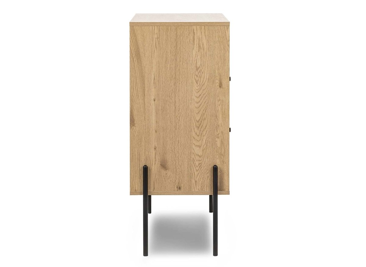 Commode 2 tiroirs en bois clair et métal noir SOHANE - DécoInParis