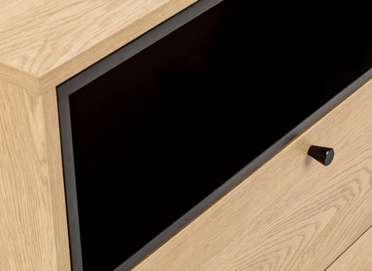 Commode 2 tiroirs en bois clair et métal noir SOHANE - DécoInParis