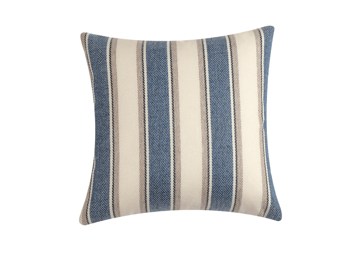 Coussin beige et bleu à rayures 45x45 cm RIVIERA - DécoInParis