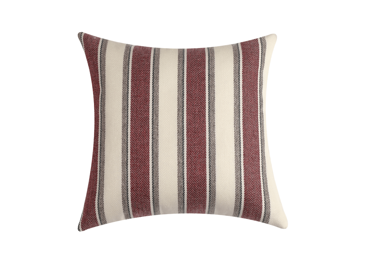 Coussin beige et rouge à rayures 45x45 cm RIVIERA - DécoInParis